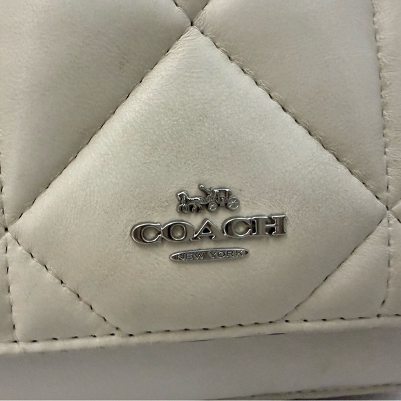 Coach Mini Klare Quilted Crossbody Bag Chalk Leather Silver Chain - Picture 2 of 8